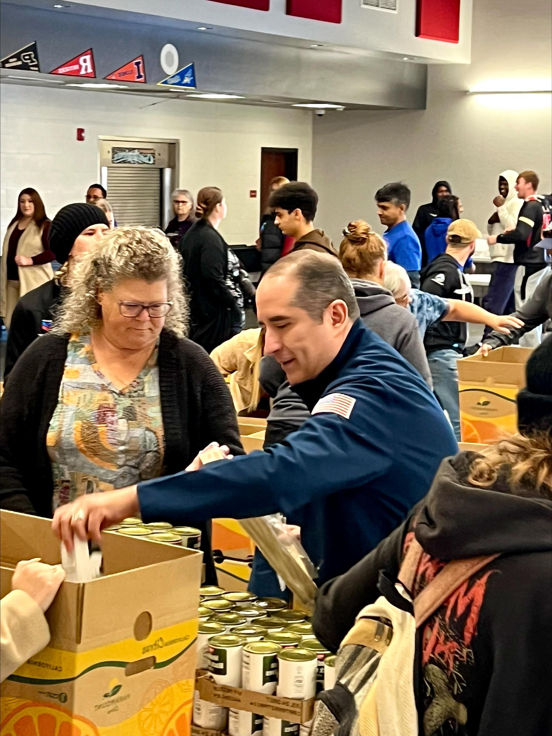 Serving at the Thanksgiving Basket Project at Standard Middle School, along with partners at Chevron and Bakersfield North Rotary.